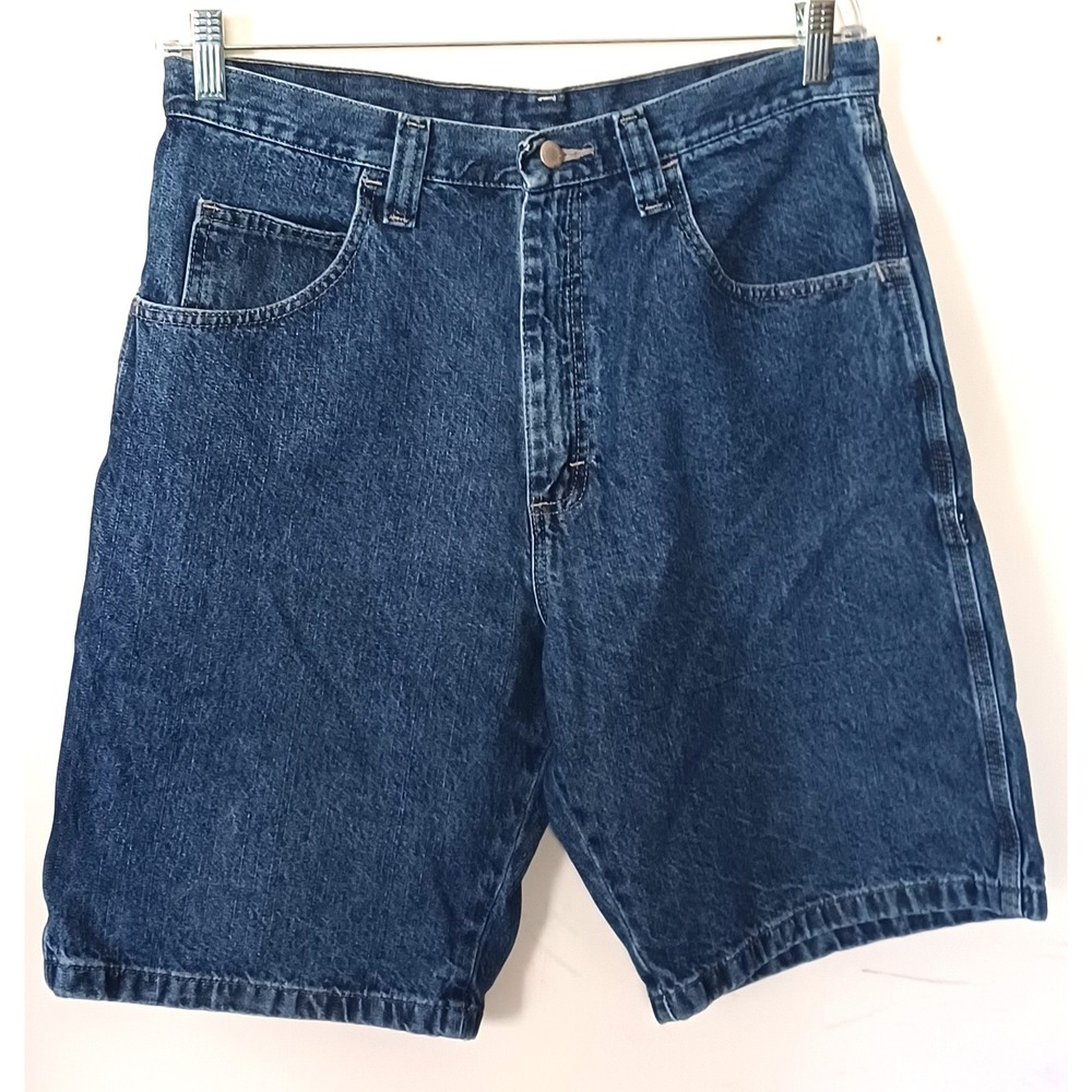 Wrangler Authentic Issue Men 34 Carpenter‎ Shorts Dark Wash Blue Denim Rugged